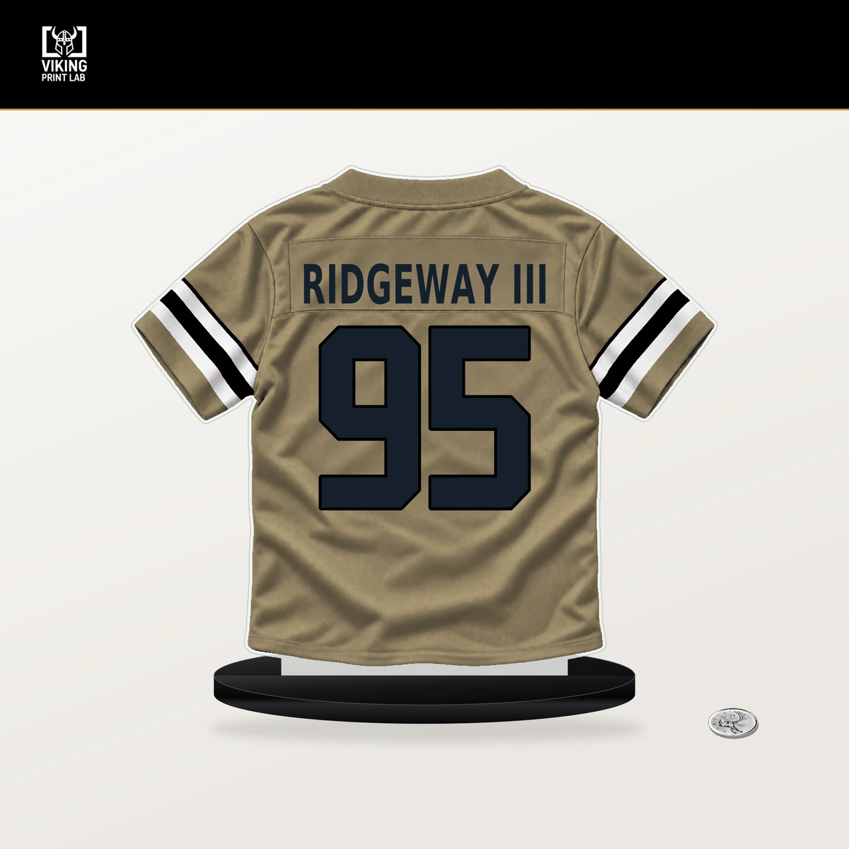 John Ridgeway III number 95 New Orleans Saints jersey stand with included black base.