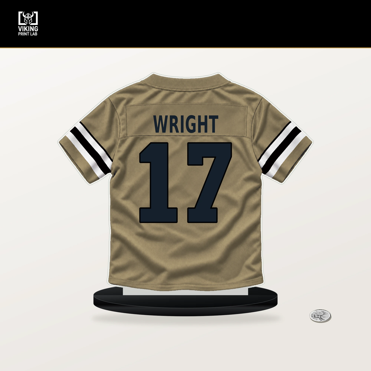Ryan Wright number 17 New Orleans Saints jersey stand with included black base.
