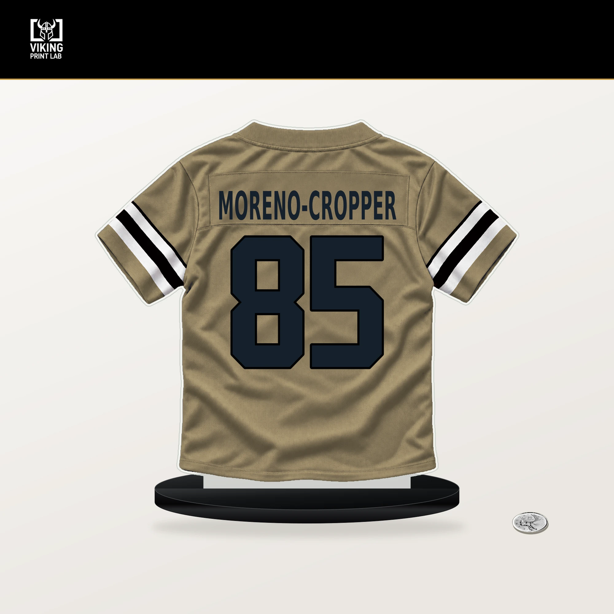 Jalen Moreno-Cropper number 85 New Orleans Saints jersey stand with included black base.
