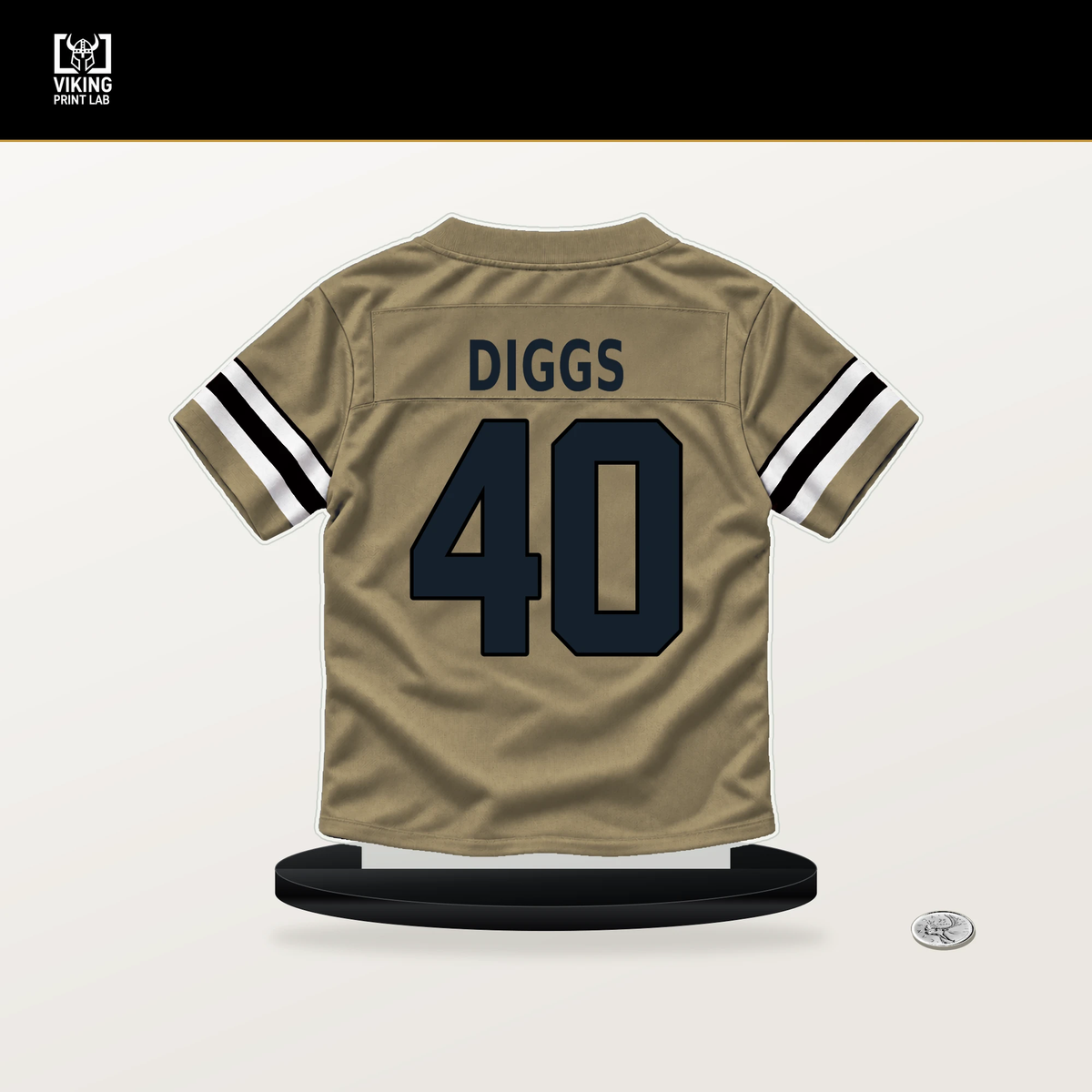 Fadil Diggs number 40 New Orleans Saints jersey stand with included black base.
