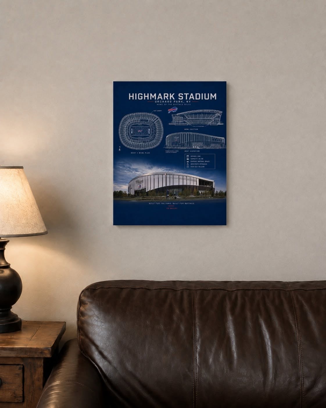 Highmark Stadium Blueprint Art Print – 11″ × 14″ Buffalo Football Wall Art
