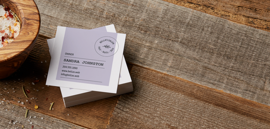 Square business cards with a clean business design
