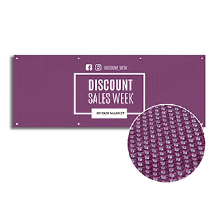 Custom printed mesh banner with material detail inset