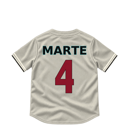 Arizona Diamondbacks MARTE #4 jersey keychain artwork preview. Jersey keychain design. Attachment hardware is supplied with the finished acrylic keychain.