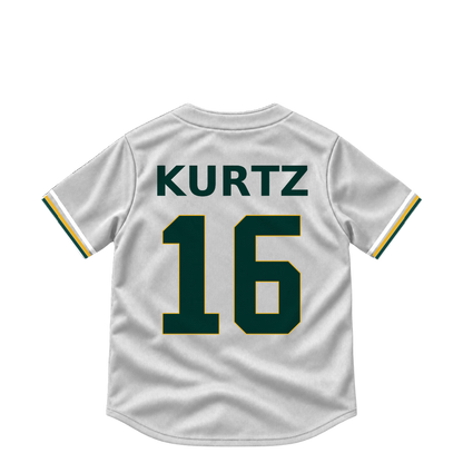 Athletics KURTZ #16 jersey keychain artwork preview. Jersey keychain design. Attachment hardware is supplied with the finished acrylic keychain.