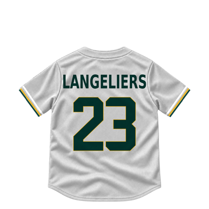 Athletics LANGELIERS #23 jersey keychain artwork preview. Jersey keychain design. Attachment hardware is supplied with the finished acrylic keychain.