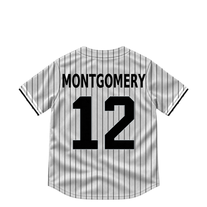 Chicago White Sox MONTGOMERY #12 jersey keychain artwork preview. Jersey keychain design. Attachment hardware is supplied with the finished acrylic keychain.