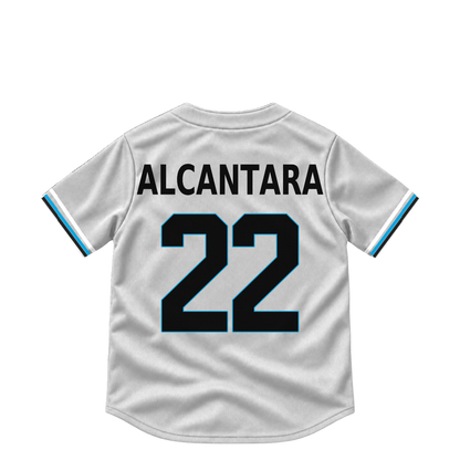 Miami Marlins ALCANTARA #22 jersey keychain artwork preview. Jersey keychain design. Attachment hardware is supplied with the finished acrylic keychain.