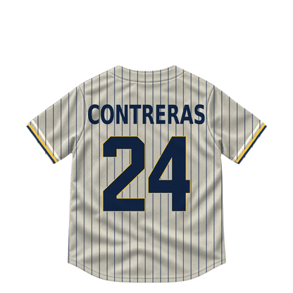 Milwaukee Brewers CONTRERAS #24 jersey keychain artwork preview. Jersey keychain design. Attachment hardware is supplied with the finished acrylic keychain.