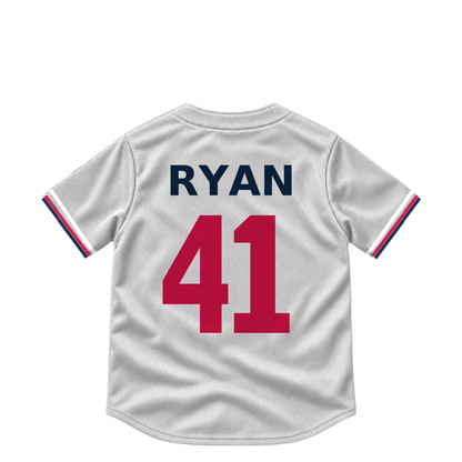 Minnesota Twins RYAN #41 jersey keychain artwork preview. Jersey keychain design. Attachment hardware is supplied with the finished acrylic keychain.