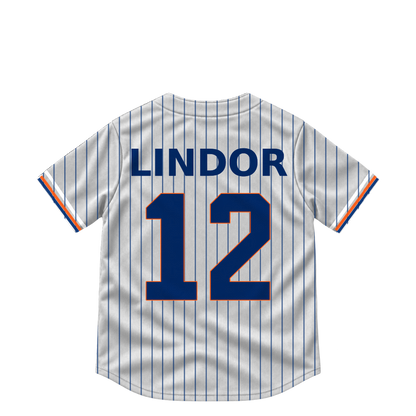 New York Mets LINDOR #12 jersey keychain artwork preview. Jersey keychain design. Attachment hardware is supplied with the finished acrylic keychain.