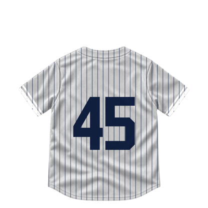 New York Yankees COLE #45 jersey keychain artwork preview. Jersey keychain design. Attachment hardware is supplied with the finished acrylic keychain.