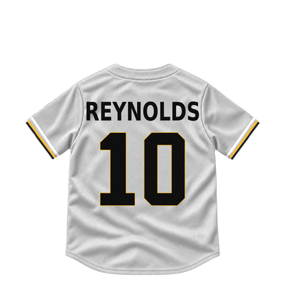Pittsburgh Pirates REYNOLDS #10 jersey keychain artwork preview. Jersey keychain design. Attachment hardware is supplied with the finished acrylic keychain.