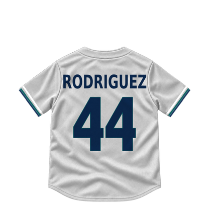 Seattle Mariners RODRIGUEZ #44 jersey keychain artwork preview. Jersey keychain design. Attachment hardware is supplied with the finished acrylic keychain.
