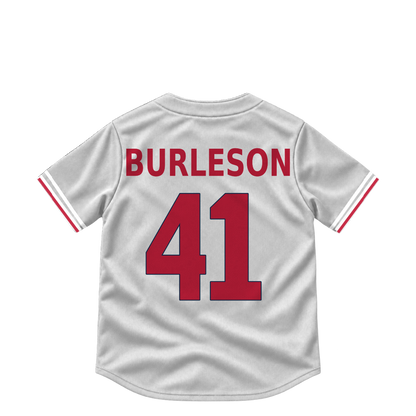 St. Louis Cardinals BURLESON #41 jersey keychain artwork preview. Jersey keychain design. Attachment hardware is supplied with the finished acrylic keychain.