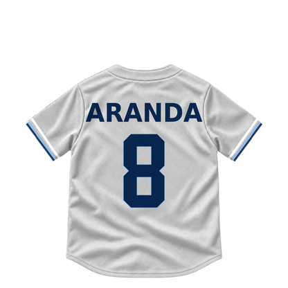 Tampa Bay Rays ARANDA #8 jersey keychain artwork preview. Jersey keychain design. Attachment hardware is supplied with the finished acrylic keychain.