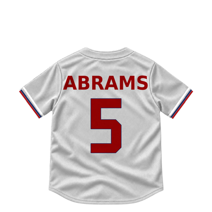 Washington Nationals ABRAMS #5 jersey keychain artwork preview. Jersey keychain design. Attachment hardware is supplied with the finished acrylic keychain.