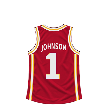 Atlanta Hawks JOHNSON #1 jersey keychain artwork preview. Jersey keychain design. Attachment hardware is supplied with the finished acrylic keychain.