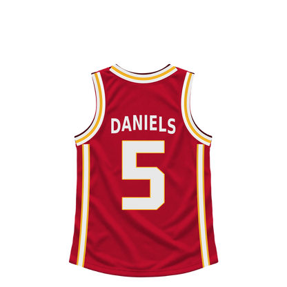 Atlanta Hawks DANIELS #5 jersey keychain artwork preview. Jersey keychain design. Attachment hardware is supplied with the finished acrylic keychain.
