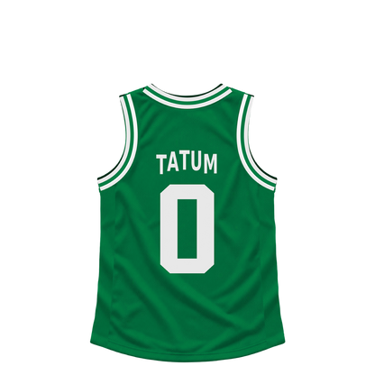 Boston Celtics TATUM #0 jersey keychain artwork preview. Jersey keychain design. Attachment hardware is supplied with the finished acrylic keychain.