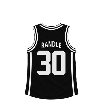Brooklyn Nets RANDLE #30 jersey keychain artwork preview. Jersey keychain design. Attachment hardware is supplied with the finished acrylic keychain.