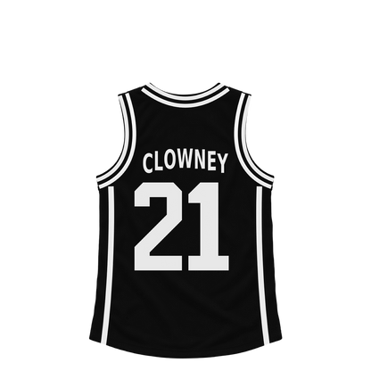 Brooklyn Nets CLOWNEY #21 jersey keychain artwork preview. Jersey keychain design. Attachment hardware is supplied with the finished acrylic keychain.