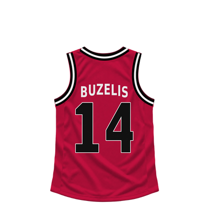 Chicago Bulls BUZELIS #14 jersey keychain artwork preview. Jersey keychain design. Attachment hardware is supplied with the finished acrylic keychain.