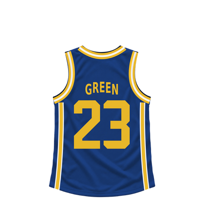 Golden State Warriors GREEN #23 jersey keychain artwork preview. Jersey keychain design. Attachment hardware is supplied with the finished acrylic keychain.