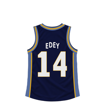 Memphis Grizzlies EDEY #14 jersey keychain artwork preview. Jersey keychain design. Attachment hardware is supplied with the finished acrylic keychain.