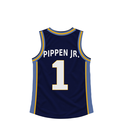 Memphis Grizzlies PIPPEN JR. #1 jersey keychain artwork preview. Jersey keychain design. Attachment hardware is supplied with the finished acrylic keychain.