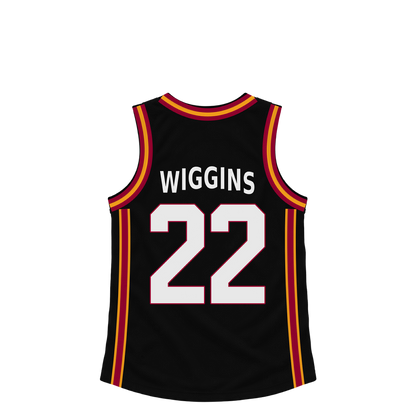 Miami Heat WIGGINS #22 jersey keychain artwork preview. Jersey keychain design. Attachment hardware is supplied with the finished acrylic keychain.