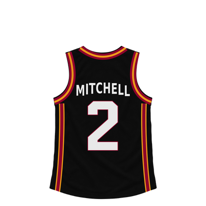 Miami Heat MITCHELL #2 jersey keychain artwork preview. Jersey keychain design. Attachment hardware is supplied with the finished acrylic keychain.