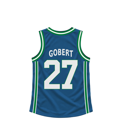 Minnesota Timberwolves GOBERT #27 jersey keychain artwork preview. Jersey keychain design. Attachment hardware is supplied with the finished acrylic keychain.
