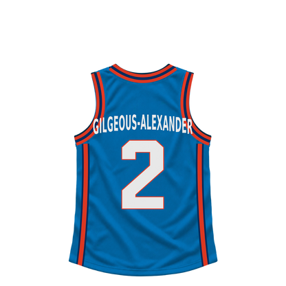 Oklahoma City Thunder GILGEOUS-ALEXANDER #2 jersey keychain artwork preview. Jersey keychain design. Attachment hardware is supplied with the finished acrylic keychain.