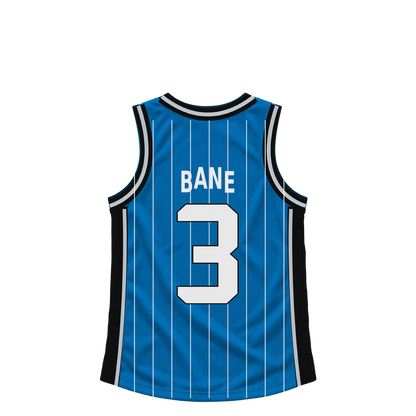 Orlando Magic BANE #3 jersey keychain artwork preview. Jersey keychain design. Attachment hardware is supplied with the finished acrylic keychain.