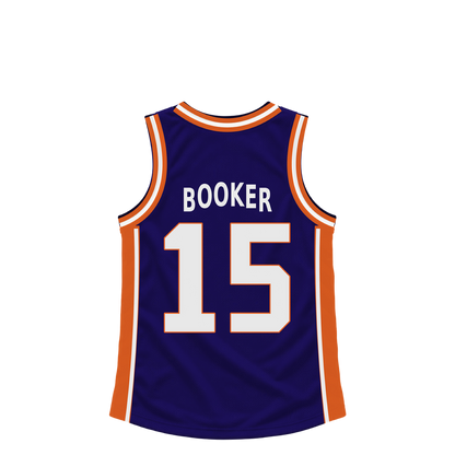 Phoenix Suns BOOKER #15 jersey keychain artwork preview. Jersey keychain design. Attachment hardware is supplied with the finished acrylic keychain.