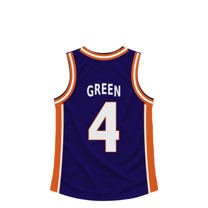 Phoenix Suns GREEN #4 jersey keychain artwork preview. Jersey keychain design. Attachment hardware is supplied with the finished acrylic keychain.