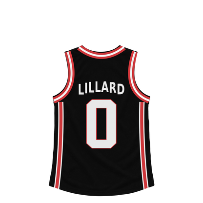 Portland Trail Blazers LILLARD #0 jersey keychain artwork preview. Jersey keychain design. Attachment hardware is supplied with the finished acrylic keychain.