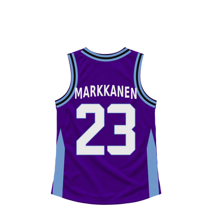 Utah Jazz MARKKANEN #23 jersey keychain artwork preview. Jersey keychain design. Attachment hardware is supplied with the finished acrylic keychain.