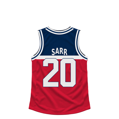 Washington Wizards SARR #20 jersey keychain artwork preview. Jersey keychain design. Attachment hardware is supplied with the finished acrylic keychain.