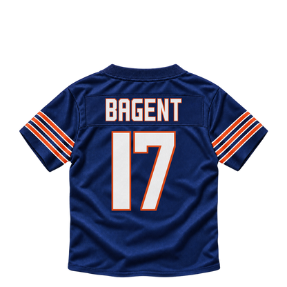 Chicago Bears BAGENT #17 jersey keychain artwork preview. Jersey keychain design. Attachment hardware is supplied with the finished acrylic keychain.