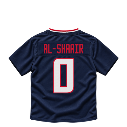 Houston Texans AL-SHAAIR #0 jersey keychain artwork preview. Jersey keychain design. Attachment hardware is supplied with the finished acrylic keychain.