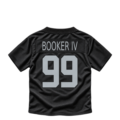Las Vegas Raiders BOOKER IV #99 jersey keychain artwork preview. Jersey keychain design. Attachment hardware is supplied with the finished acrylic keychain.