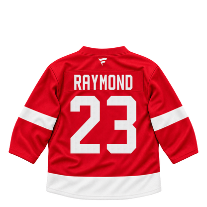 Detroit Red Wings RAYMOND #23 jersey keychain artwork preview. Jersey keychain design. Attachment hardware is supplied with the finished acrylic keychain.