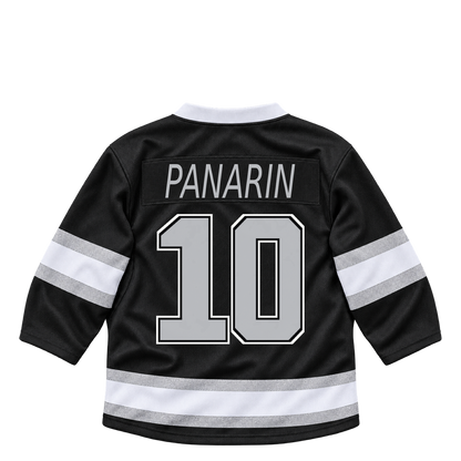 Los Angeles Kings PANARIN #10 jersey keychain artwork preview. Jersey keychain design. Attachment hardware is supplied with the finished acrylic keychain.