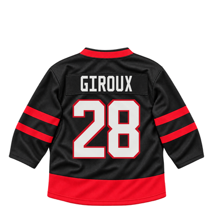 Ottawa Senators GIROUX #28 jersey keychain artwork preview. Jersey keychain design. Attachment hardware is supplied with the finished acrylic keychain.
