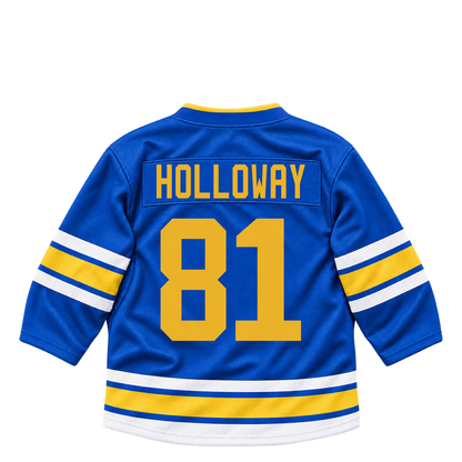 St. Louis Blues HOLLOWAY #81 jersey keychain artwork preview. Jersey keychain design. Attachment hardware is supplied with the finished acrylic keychain.