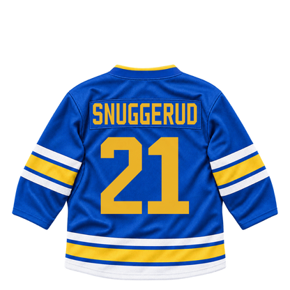 St. Louis Blues SNUGGERUD #21 jersey keychain artwork preview. Jersey keychain design. Attachment hardware is supplied with the finished acrylic keychain.