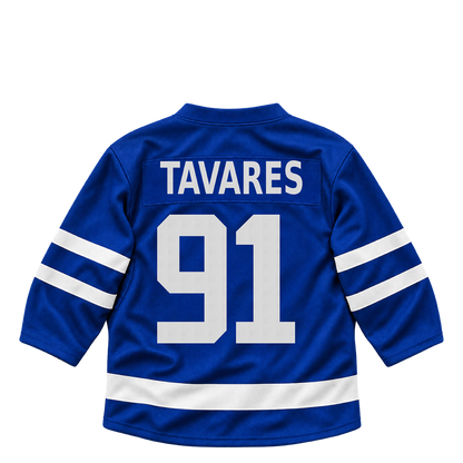Toronto Maple Leafs TAVARES #91 jersey keychain artwork preview. Jersey keychain design. Attachment hardware is supplied with the finished acrylic keychain.