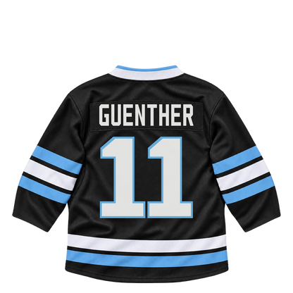 Utah Mammoth GUENTHER #11 jersey keychain artwork preview. Jersey keychain design. Attachment hardware is supplied with the finished acrylic keychain.